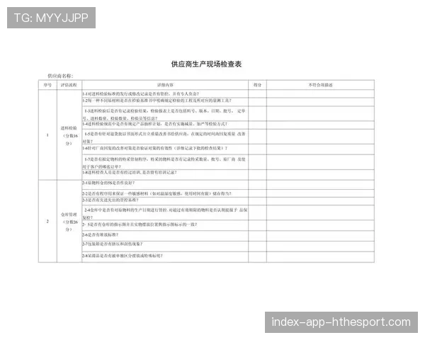 青训器材采购招标后的供应商履约检查表，供应商设备清单